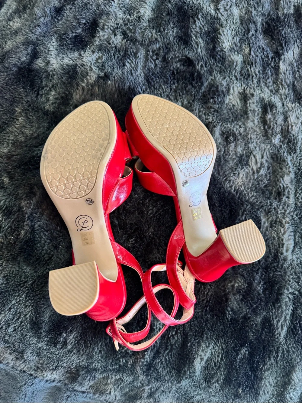Chinese Laundry Red Crisscross Block Heel Sandals